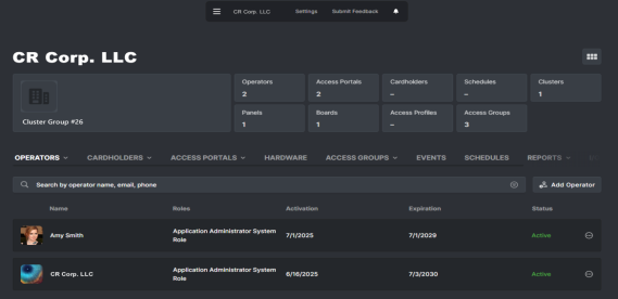 USER DASBOARD > OPEN TO OPERATOR SCREEN 